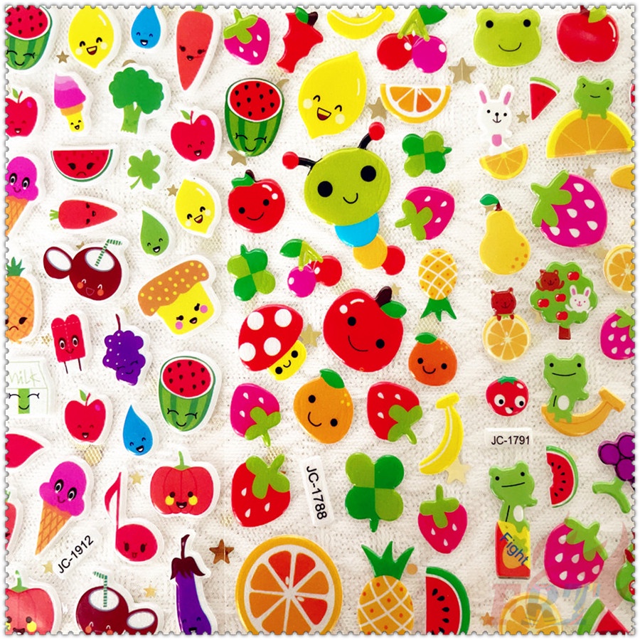 5Sheets Vegetable & Fruit Q-1 DIY Rewards Sticker 3D Puffy Bubble ...