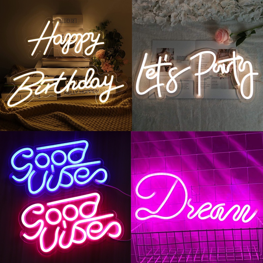 Happy Birthday,Let's Party,Dream,Good Vibes Neon Sign USB LED Neon