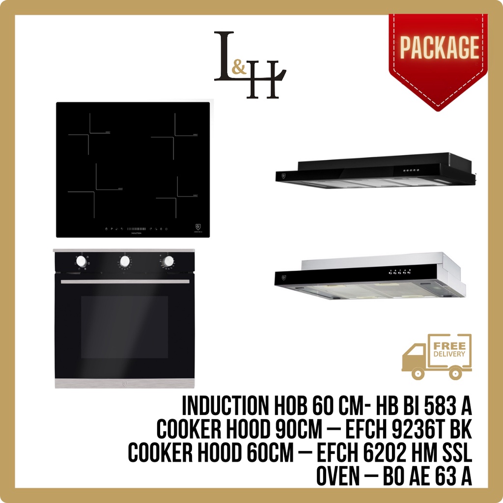 [BUNDLE] Induction Hob 60cm and Semi Integrated Hood 90cm and 6 Functions Oven 60cm Shopee