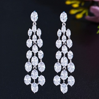 White stone hot sale long earrings