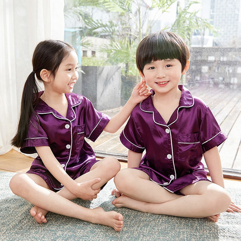 Readystock Children Kids Pajamas Baju Tidur Set Boys Girls Short Sleeve Sleepwear Silk Satin Pyjamas Nightwear Clothing Shopee Singapore