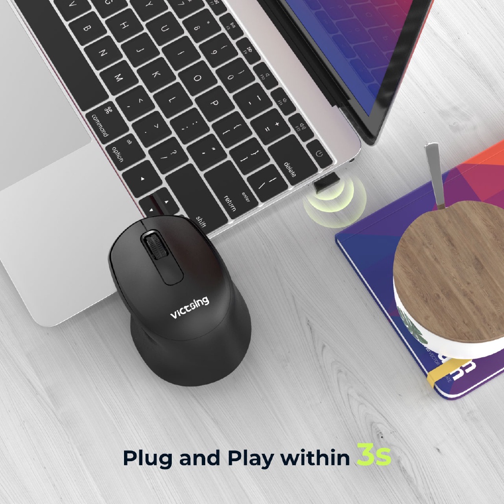 VicTsing PC299 Mini Ergonomic Wireless Mouse 2.4G Quiet Silent Mouse ...