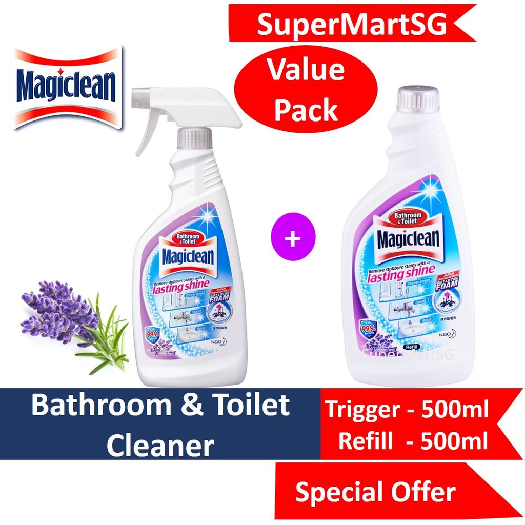 Magiclean Bathroom & Toilet Cleaner (Trigger500ml + Refill500ml) Value Pack Shopee Singapore