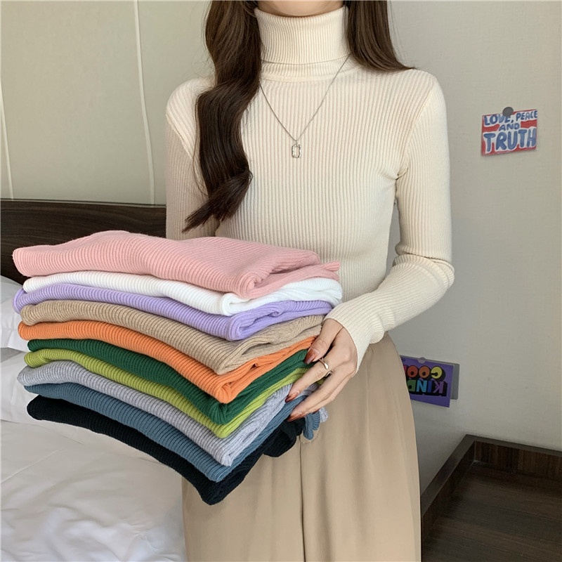 Spring Women Clothing Sweater Winter Pullover Knitting Loose Long-sleeved Turtleneck Sweaters Knitted Outerwear