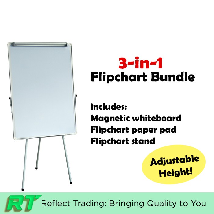 Ergonomic Flip Chart Foldable Stand with Whiteboard, Stable
