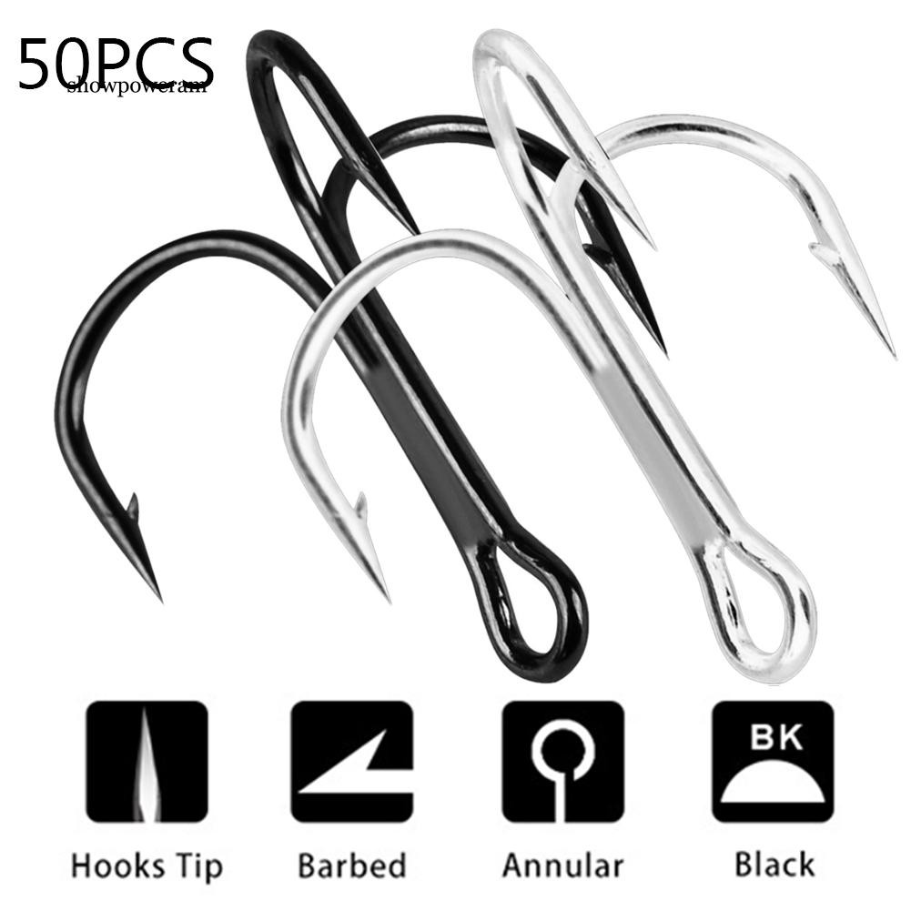 SPAM 50Pcs Stainless Steel Fishing Treble Hook Worm Bait Holder Fish