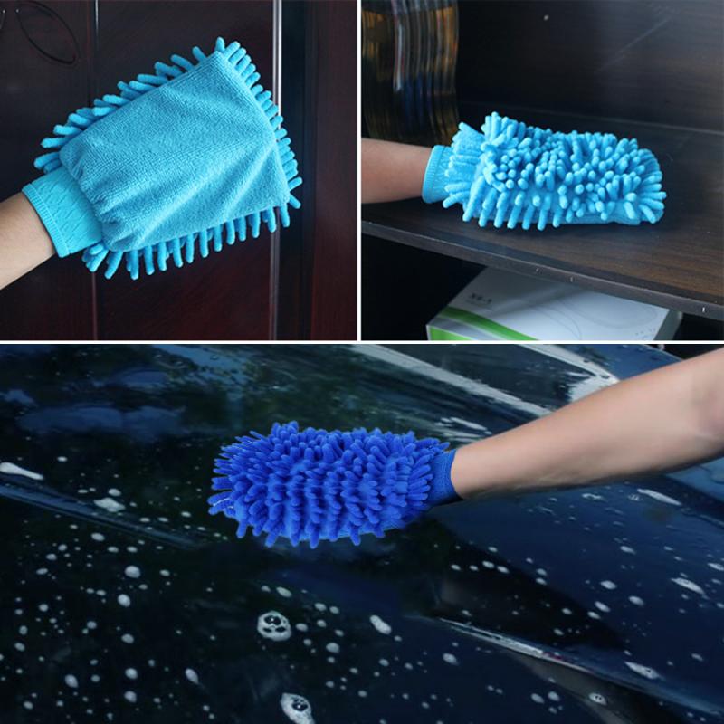 Double Sided Microfiber Car Wash Gloves Kitchen Cleaning Cloth Duster