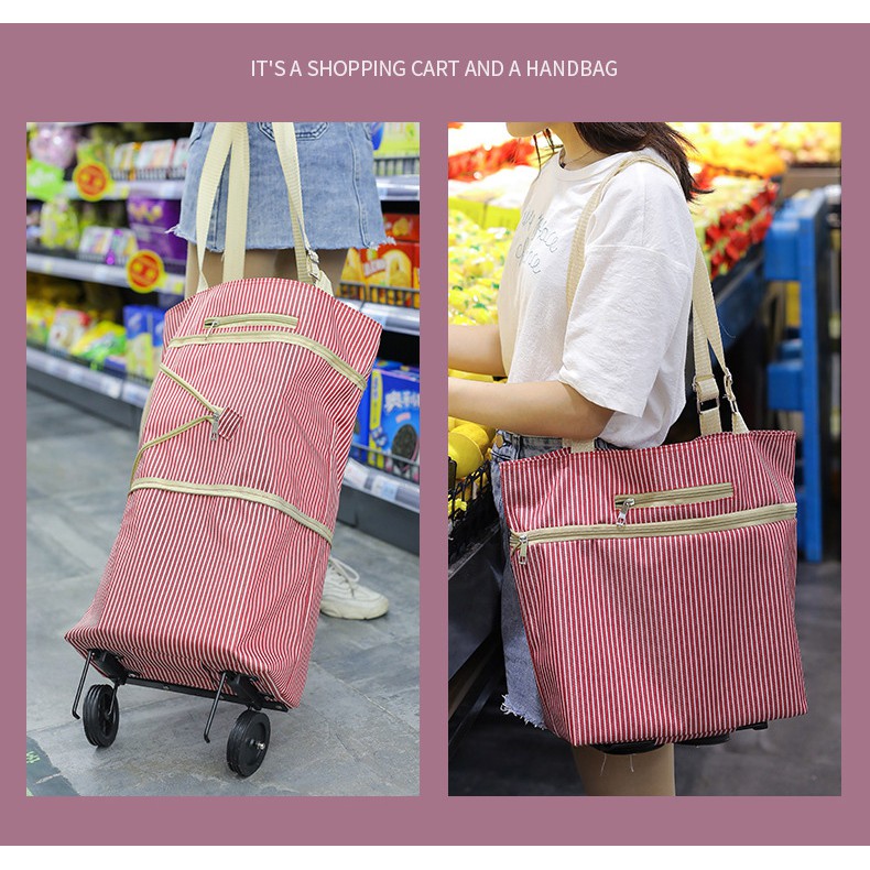 Portable shopping bag online with wheels