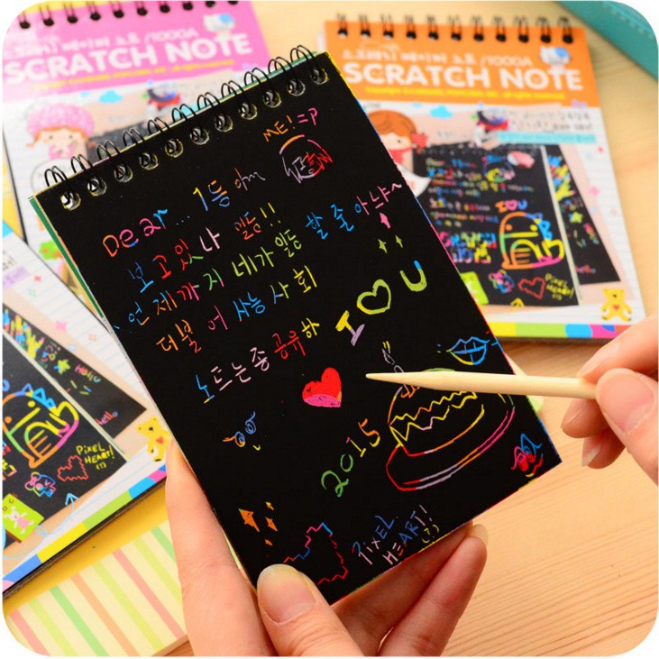 Kids Scratch Notebook Goodie Bag Filler Birthday Present Children Day Gift