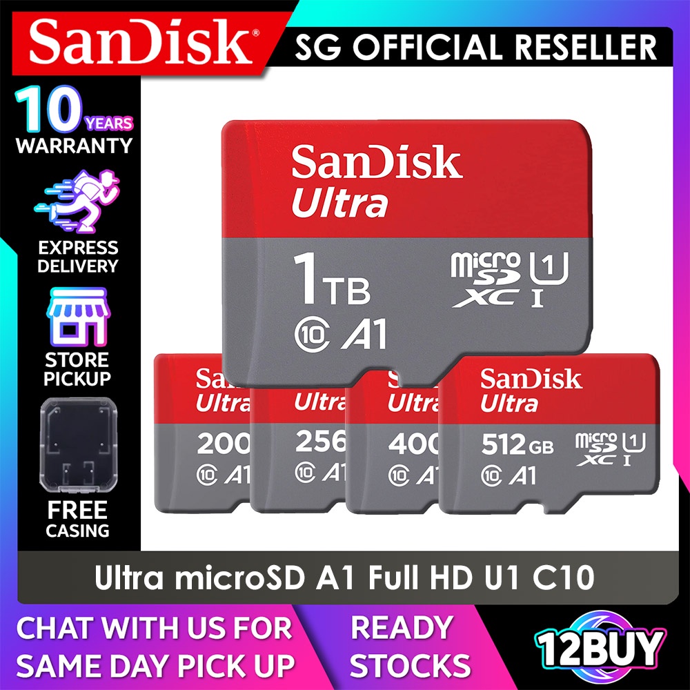 SanDisk Ultra microSD Class 10 A1 UHS-I 120MB/s 128GB 256GB 400GB 512GB ...
