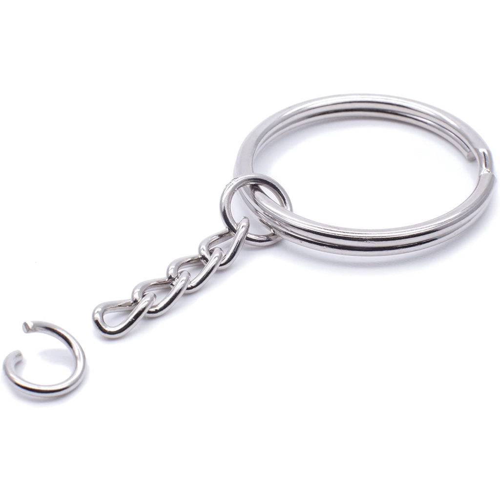 Metal Split Keychain Ring Parts 50 Key Chains with 28mm Open