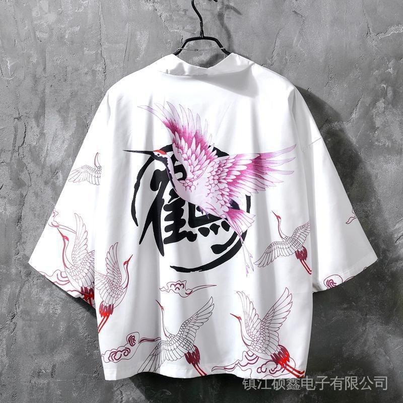 Short-Sleeved Shirt Chinese Style Dual Robe Hanfu Cardigan Improved Japanese Kimono Haori Male Female Student Jacket Sun Protection Clothing