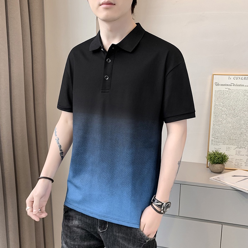 Advanced custom breathable fabric gradient color Polo Shirt Korean ...