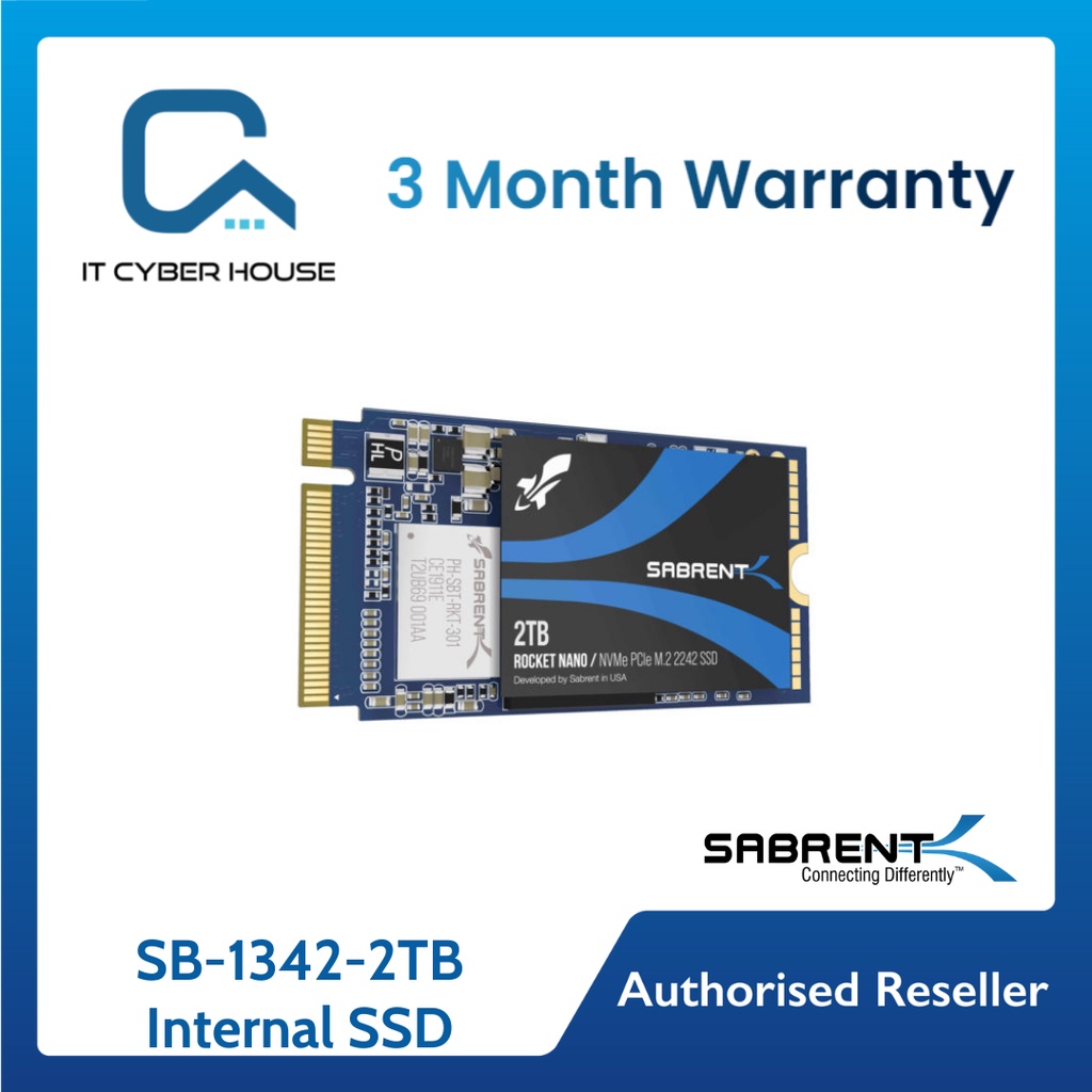 SABRENT 2242 SSD 2500MB/s 2TB Rocket NVMe PCIe M.2 Internal DRAM Less Low  Power High Performance