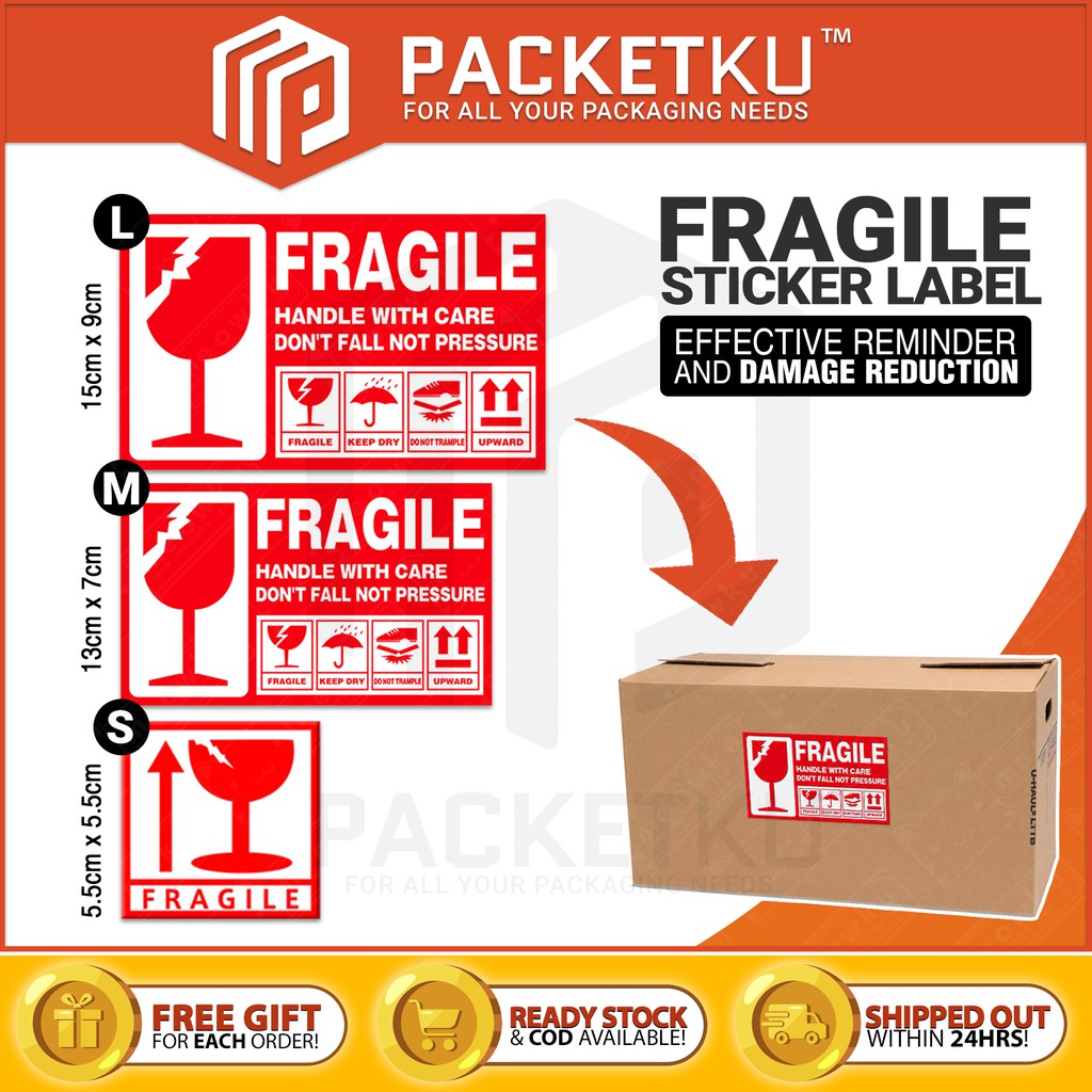 Fragile Sticker Warning Label (Easy Broken Adhesive) | Shopee Singapore