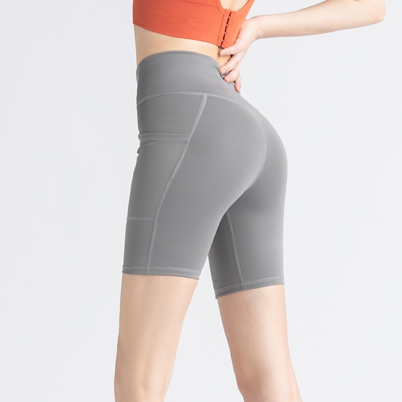 Fit.HER Sports Yoga Pocket Capris High Elastic Breathable Pants Fitness Running Tight Mesh Side Pocket Capris Women's Spot