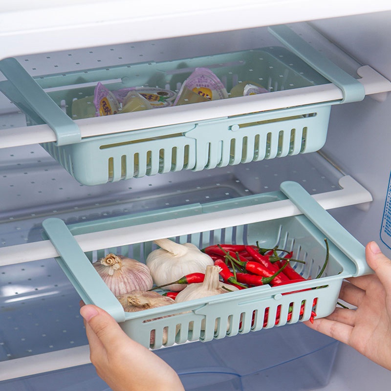 Fridge Drawer Organizer Refrigerator Shelves Adjustable Kitchen Sliding ...