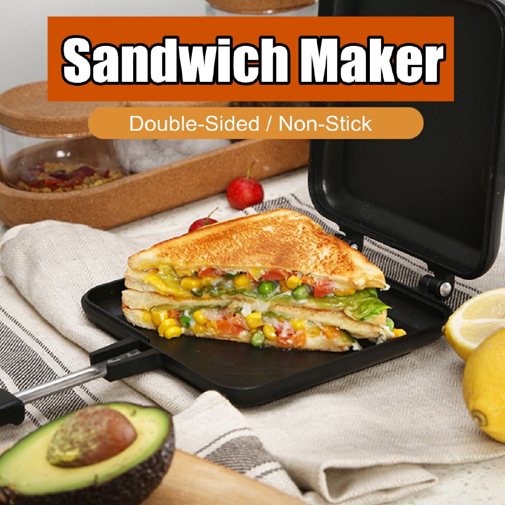 Hot Sandwich Maker Double Sided Non-Stick Sandwich Baking Pan Flip Grill  Pan for Breakfast Toast