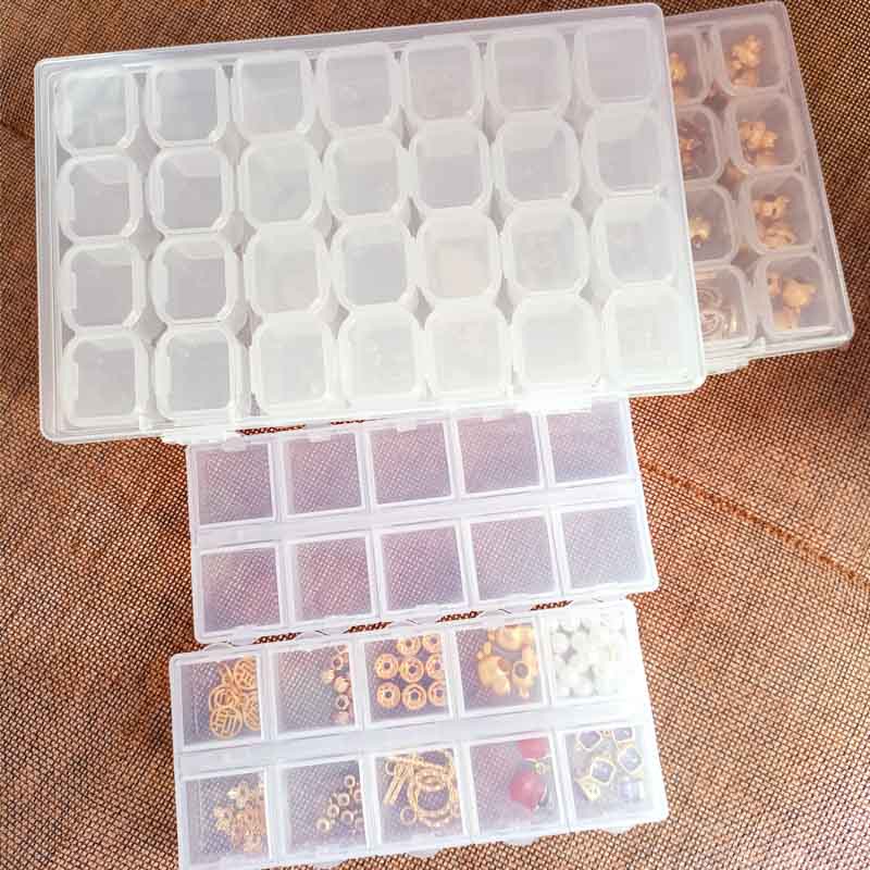 Transparent Jewelry Independent Open Lid Storage Box 10 Grids And 28 ...