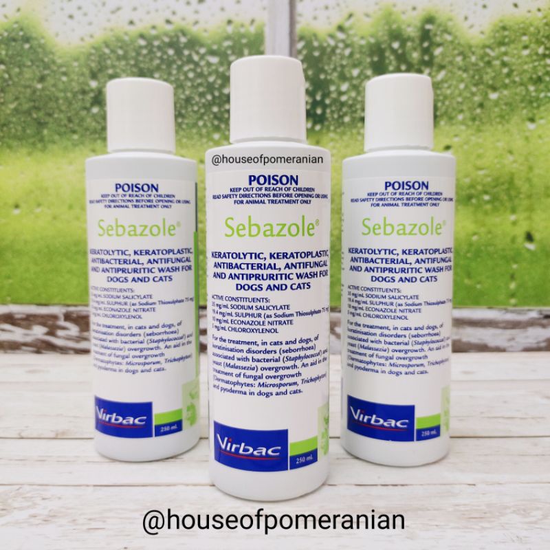 Sebazole dog cat shampoo Fungus Itch Bacteria virbac 250ml dog cat anti