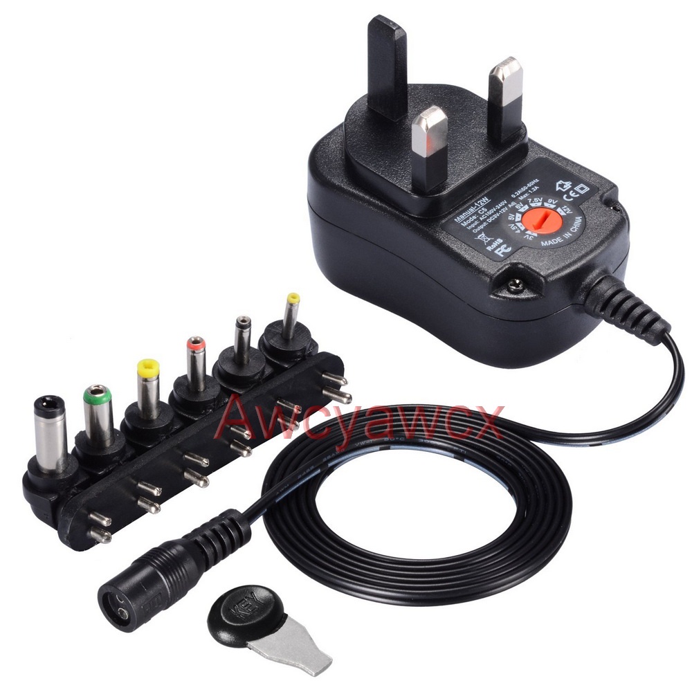 thumbnail image 2 of 12W AC 100V-240V Adapter DC 3V 4.5V 5V 6V 7.5V 9V 12V 1A Adjustable 2 of 14