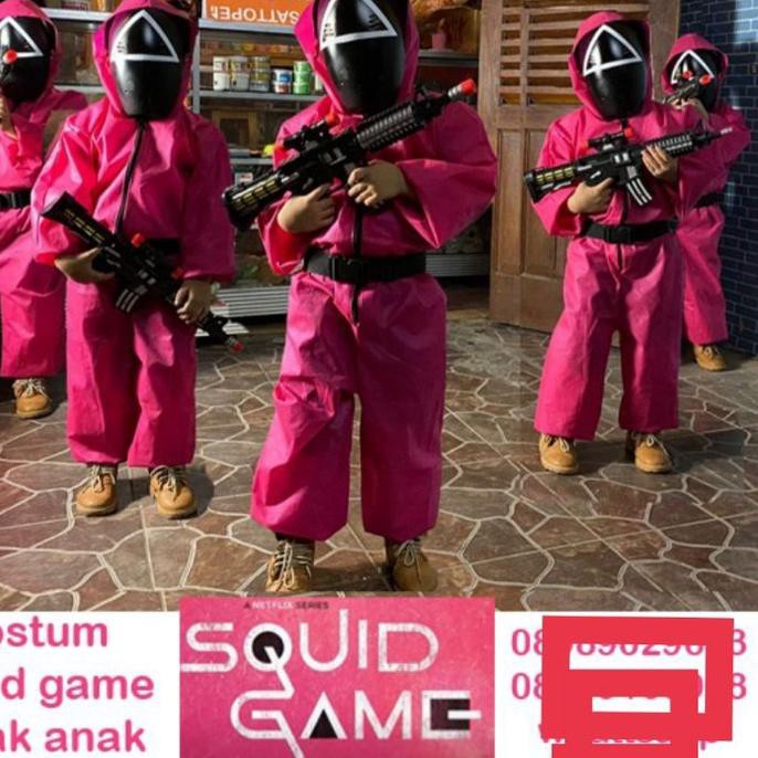 Squid game Costume Suits Kids guard soldier pink Shopee Singapore