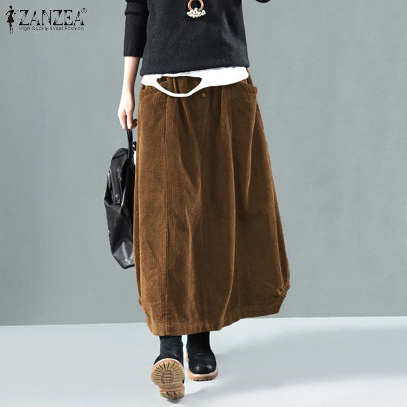 Elastic waist 2025 corduroy skirt