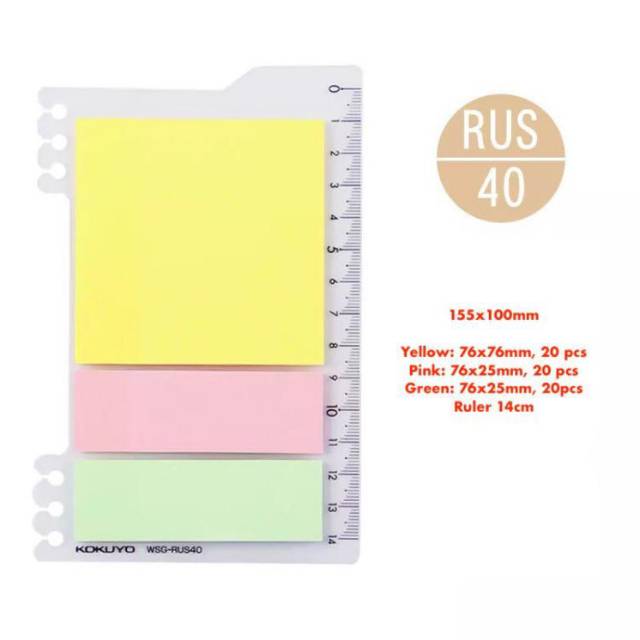 Kokuyo Binder Ring Notebook Sticky Notes, Ruler, Fastener Clear Pocket ...