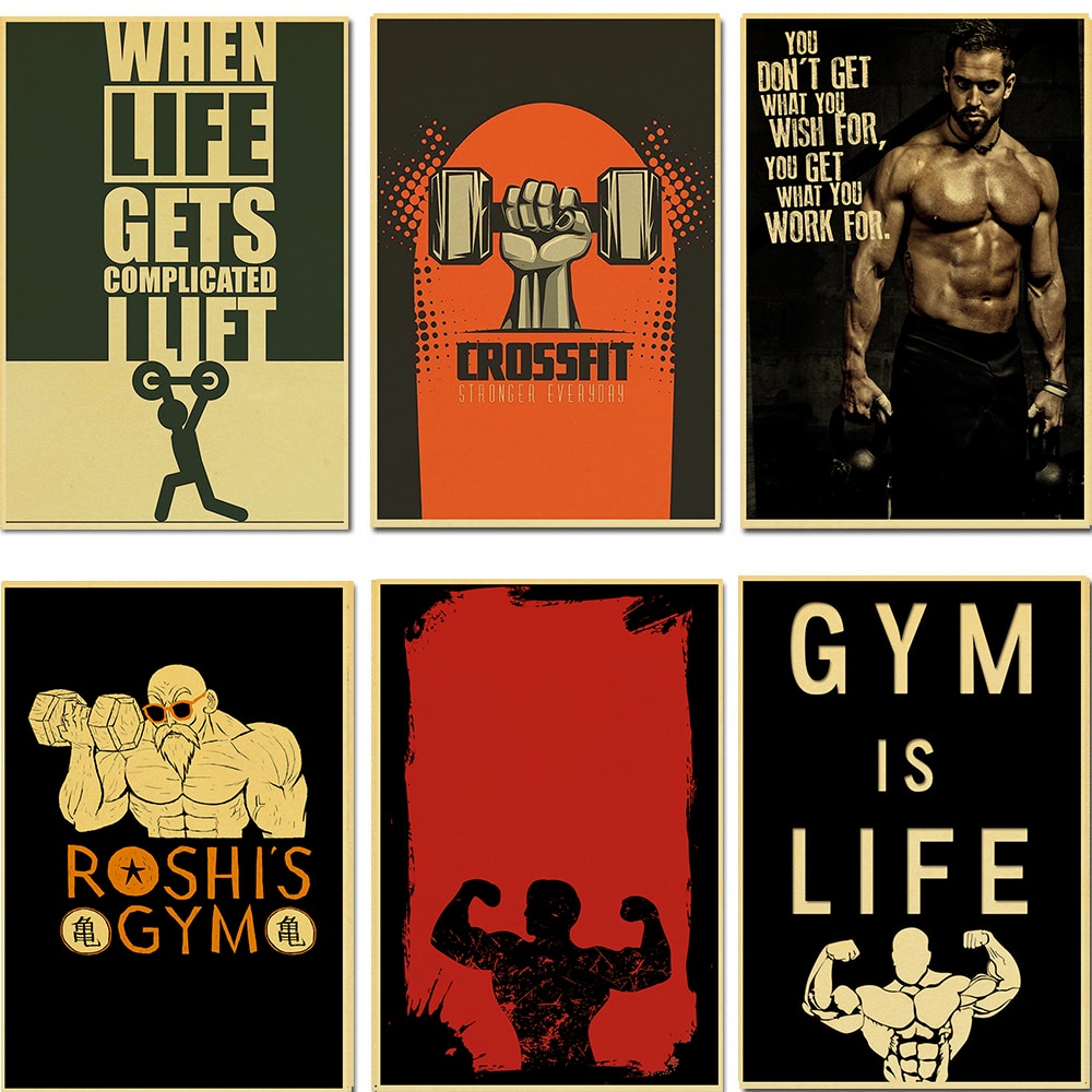 Muscle Bodybuilding Fitness Motivational Quotes Vintage kraft paper ...