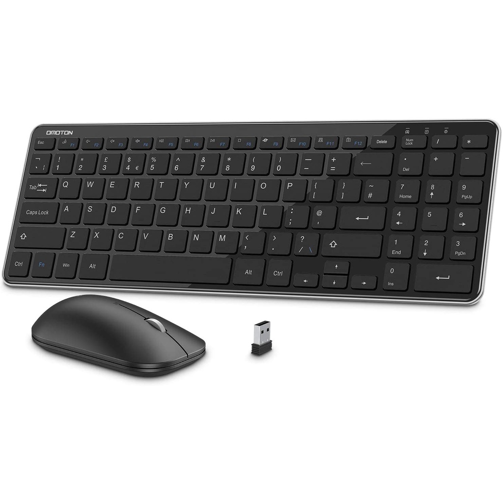 Wireless USB Keyboard and Mouse Set, OMOTON 2.4G Fullsized Keyboard
