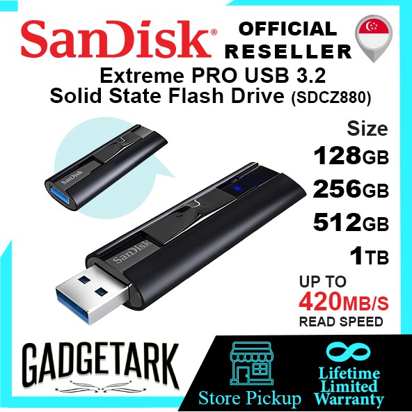 SanDisk 128GB Extreme Pro USB 3.1 Solid State Flash Drive