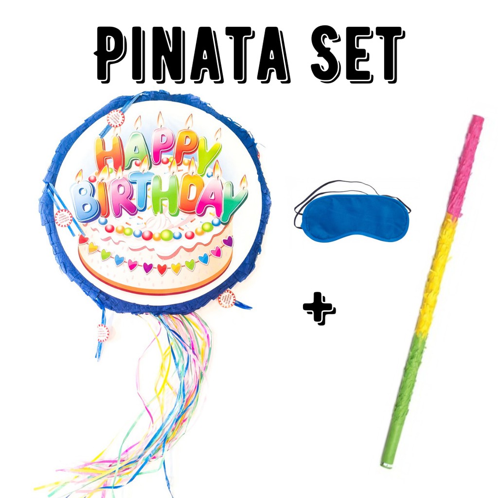 [SG Stock] Blue Birthday Cake Round Pinata Party Game Fill Up Sweets ...
