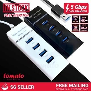 USB hub, Aluminum USB 3.0 Data Hub with Individual On/Off Switches and LED  Lights for Laptop, PC, Computer (4ft/120cm) (7port) 