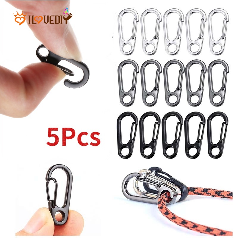 5Pcs Mini Spring Carabiner Clips /D-Ring Alloy Hanging Buckle /Camping ...