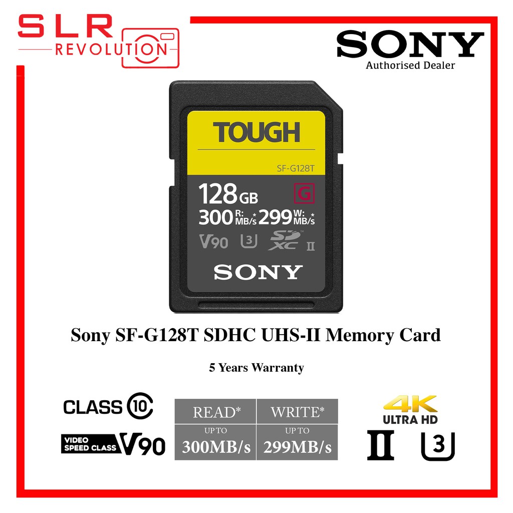 Sony TOUGH SF-G32T / SF-G64T / SF-G128T SDHC UHS-II U3 (Up to 300MB/s ...