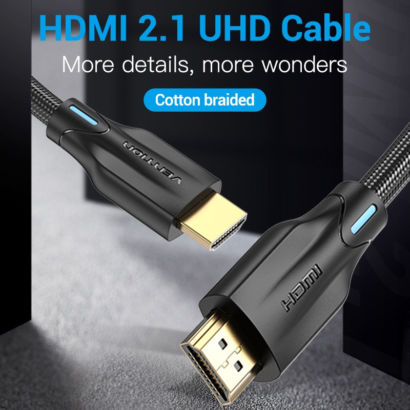 Vention Kabel HDMI Versi 2.1 Resolusi 8k 4k 2k 1080P HDR eARC Braided - Gambar 2