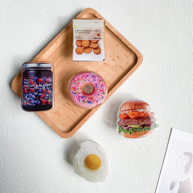 Cute Cartoon Food Color Back Stickers Plain Color Grip Griptok Phone Holder