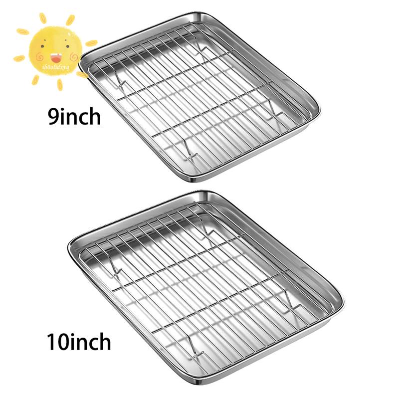 Baking Rack, Cooling Roasting Rack Stainless Steel for Baking Sheet Oven  Pan, Healthy & Rust Free, Oven & Dishwasher Safe - Set of 2 (9.7'' x 7.3'')  