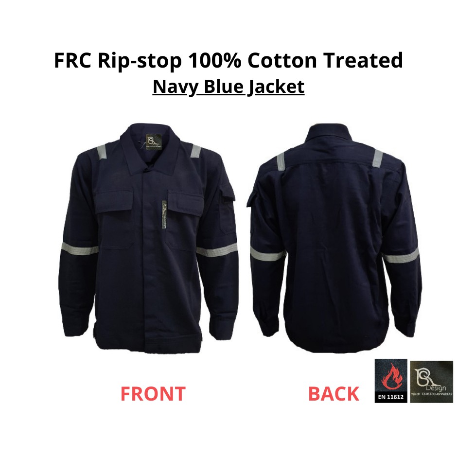JACKET Flame Retardant Cotton FRC 100 Cotton Treated RS DESIGN ROYAL BLUE NAVY BLUE ORANGE RED RS FRC J101 Shopee Singapore