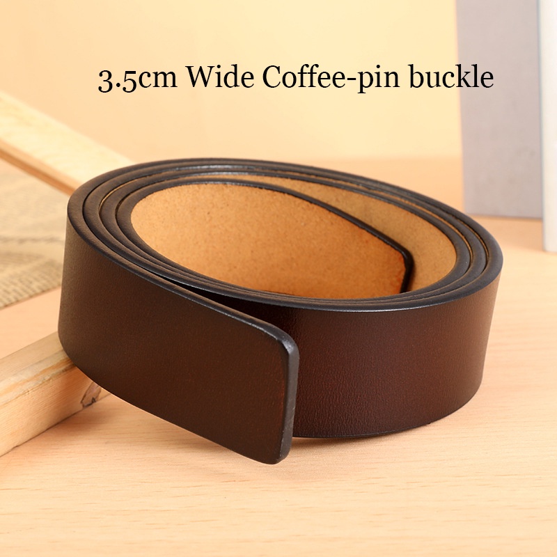 Without Buckle 3.5cm /3.7cm Wide Men Elastic Belt Genuine Leather Belt