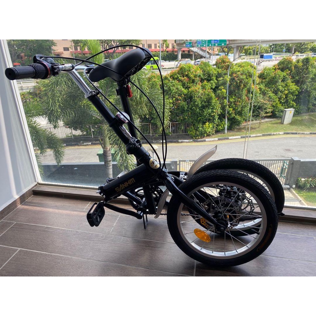 FREE DELIVERY Lightweight 16 inch 6 Speed Gear Foldable bike Foldies Children Kid Adult Bicycle Black Shopee Singapore