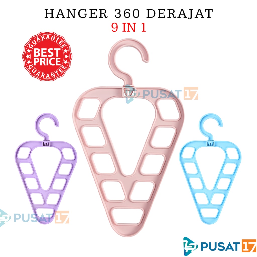 PUSAT17 MAGIC HANGER 9 IN 1 LOVE / GANTUNGAN BAJU AJAIB 9 LUBANG / GANTUNGAN BAJU 9IN1 / HANGER LEMARI GANTUNGAN SERBAGUNA