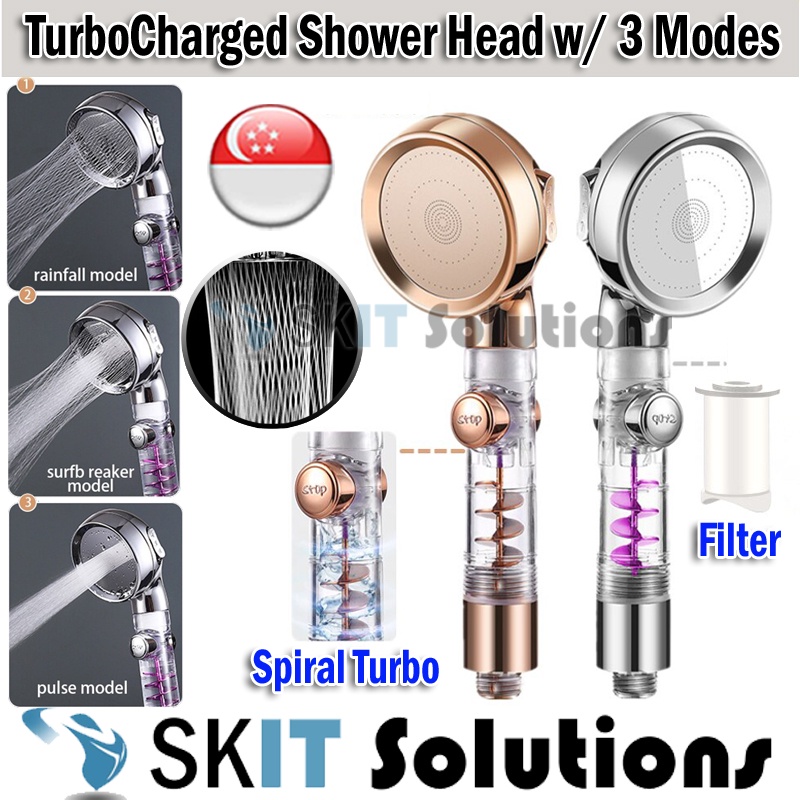 High Pressure Turbocharge SPA Shower Head 3 Modes Filter Water Saving ...
