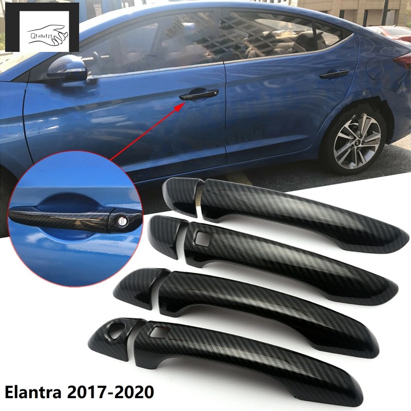 for Hyundai Elantra 2017-2020 Carbon Fiber Car Door Handle Cover Trim ...
