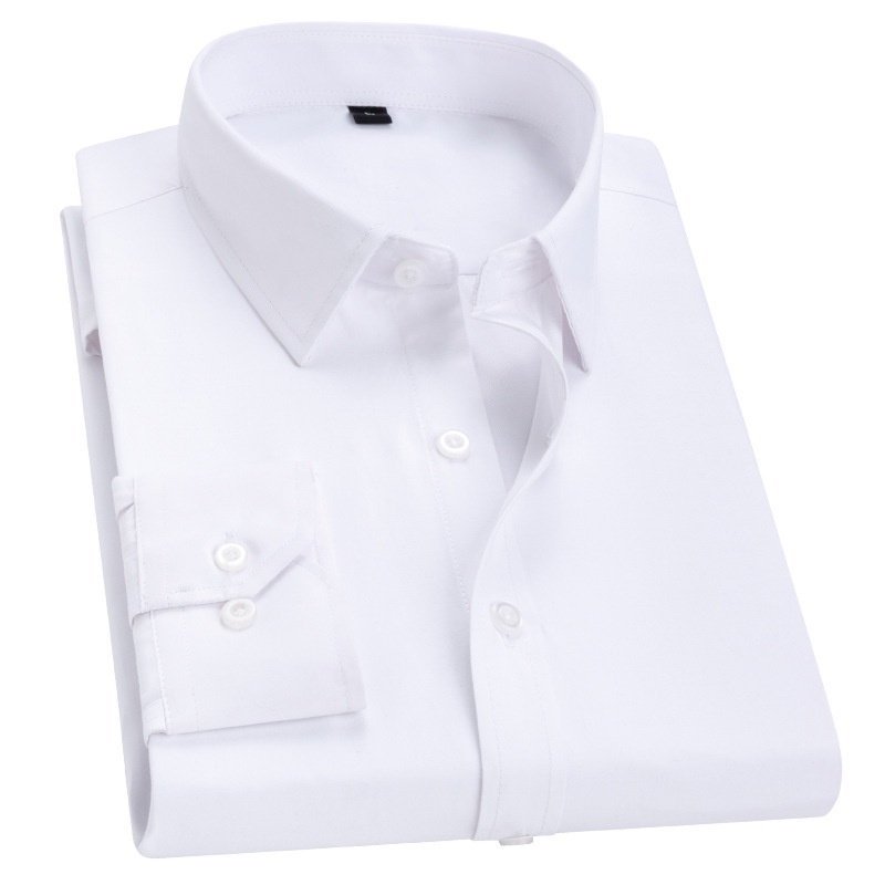 Ironing-Free Summer White Shirt Men's Long-Sleeved Business Slim Korean Style Business Clothing Men's Shirt