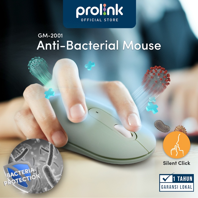 Prolink MACA Anti-Bacterial Mouse Wireless Silent Click FREE Batt l 4 buttons 800-1600 DPI - Gambar 3