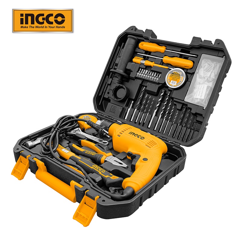 INGCO 115Pcs Tools Set With Impact Drill, Screwdriver Bits, Socket Set ...