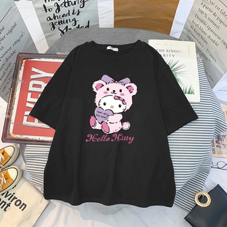 y2k Cartoon kuromi Streetwear Japanese Harajuku Hello Kitty Kawaii Casual  Tops Ulzzang Vintage Loose New T-shirt Female Summer