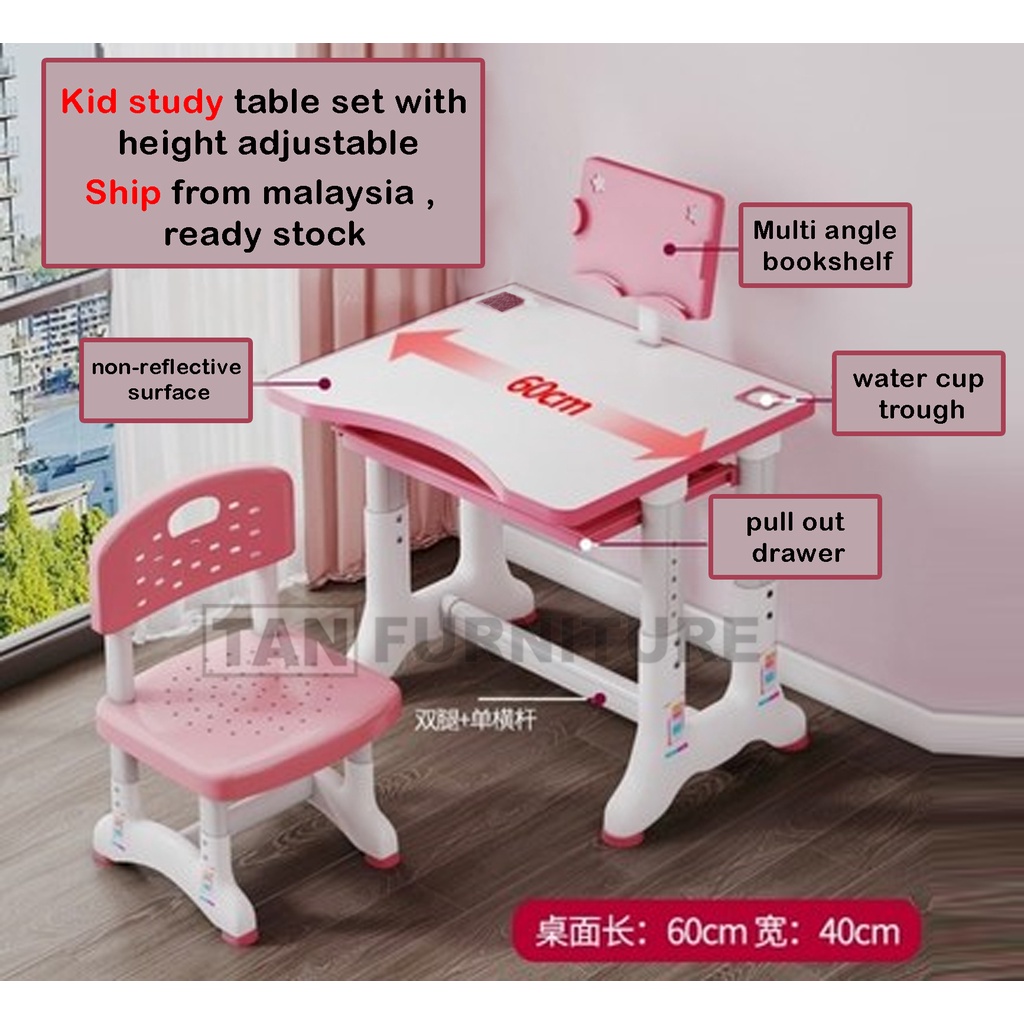 TF Adjustable Table &chair Height Ergonomic Children Kids Learning