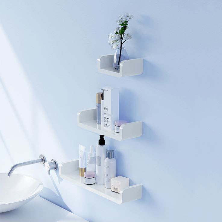 Wall-Mounted Waterproof Bathroom Rack: Punch-Free, Durable Plastic ...